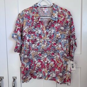 NWT LuLaRoe‎ Amy Top Sneakers Shoes Button-Front Dolman Sleeve Crop Medium New